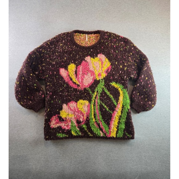 Free People Sweaters - Free People‎ Color Me Cozy Sweater Womens M Confetti Floral Oversized Slouchy